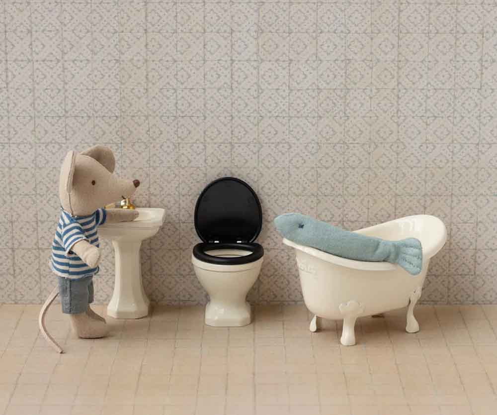 Maileg - WC, Mus - Råhvid