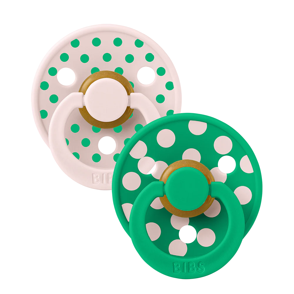 BIBS - Colour 2 PACK - Polka - Petal/Cactus - STR.2