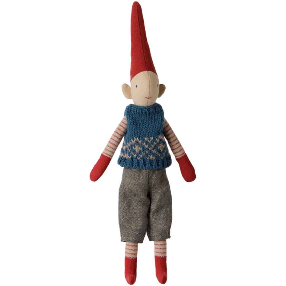 Maileg - Nisse, Pixy, Str. 1 - Dreng - Blå strikket vest