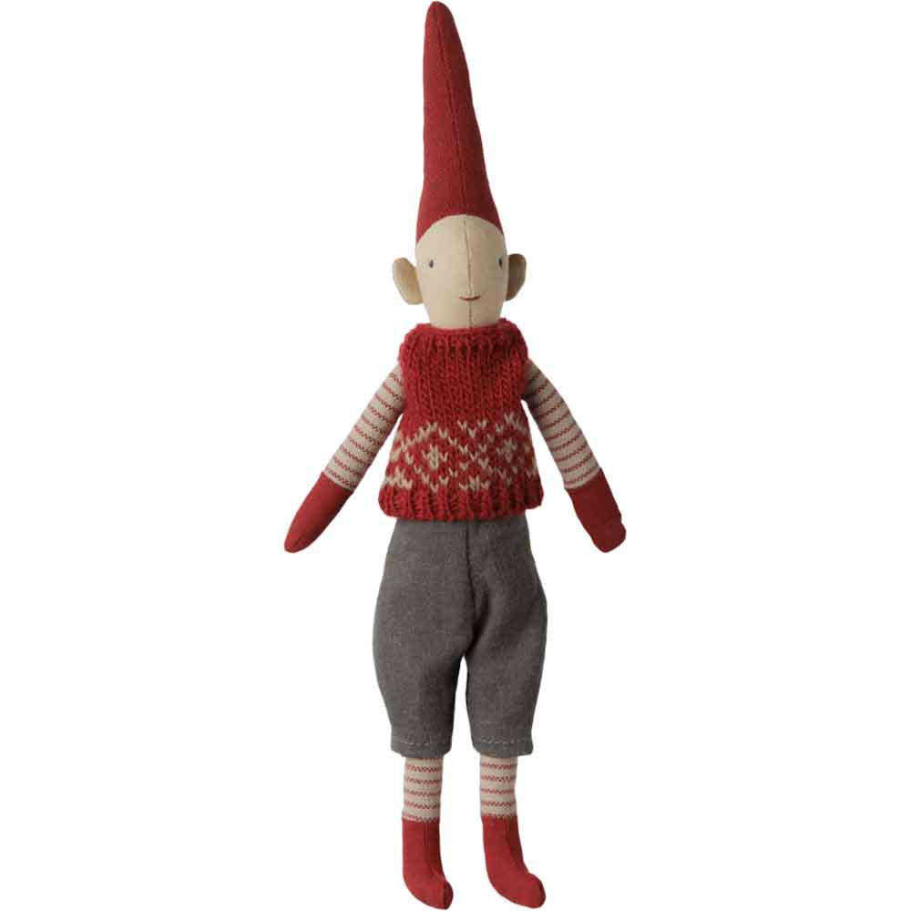 Maileg - Nisse, Pixy, Str. 1 - Dreng - Rød knitted vest