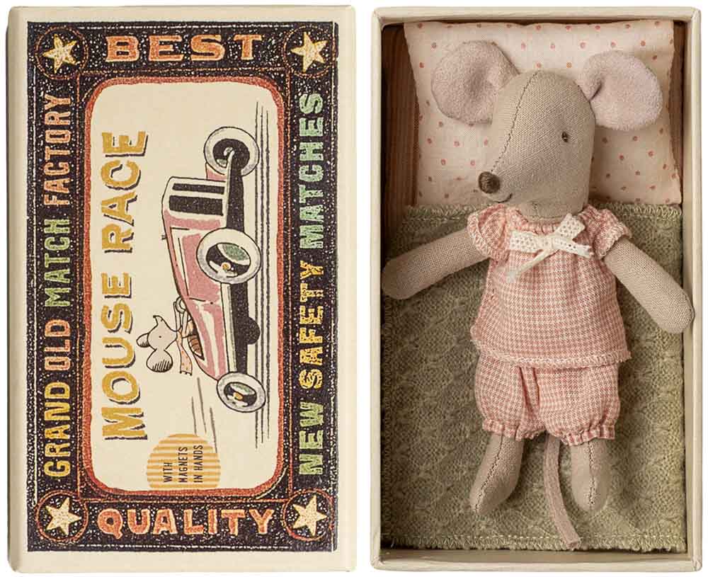 Maileg - Lillesøster mus i tændstikæske