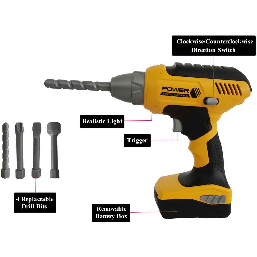 POWER X - Værktøjskasse m/ Bore- og skruemaskine med lys og lyd (Kopi)