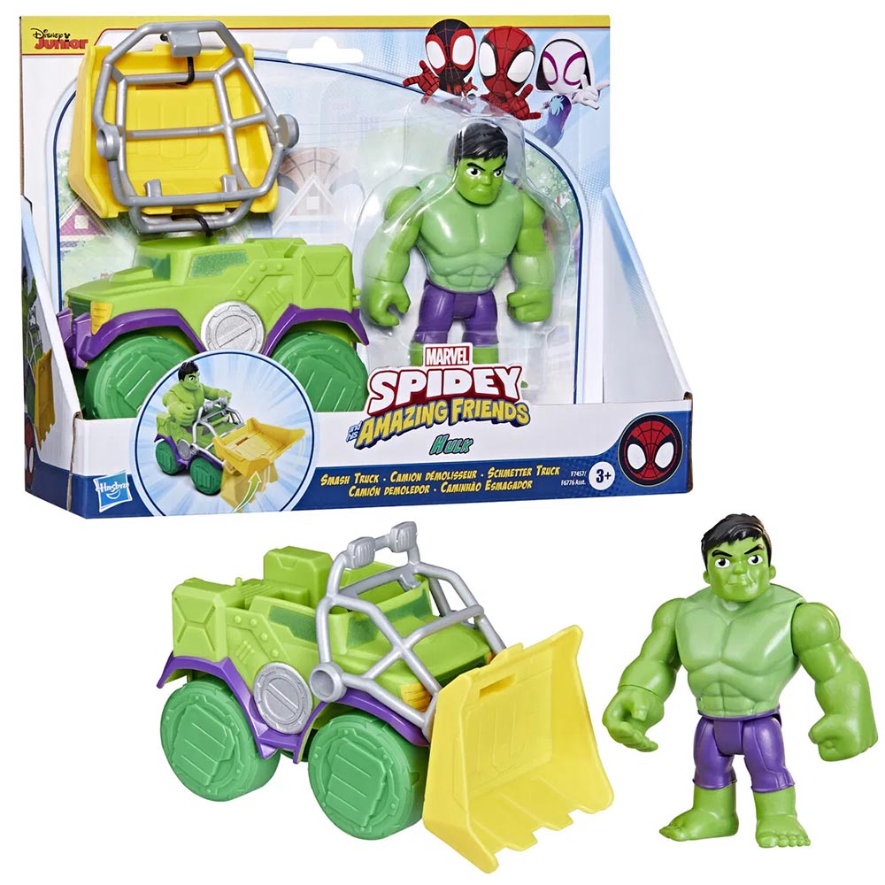 Spidey - Bil & 10 cm Hulk