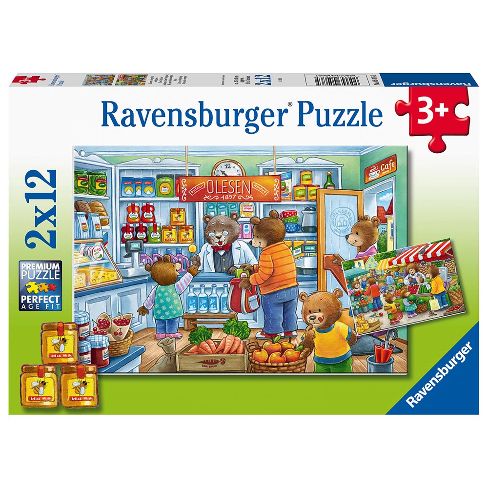 Ravensburger - Lad os gå på indkøb - Puslespil 2x12 brikker