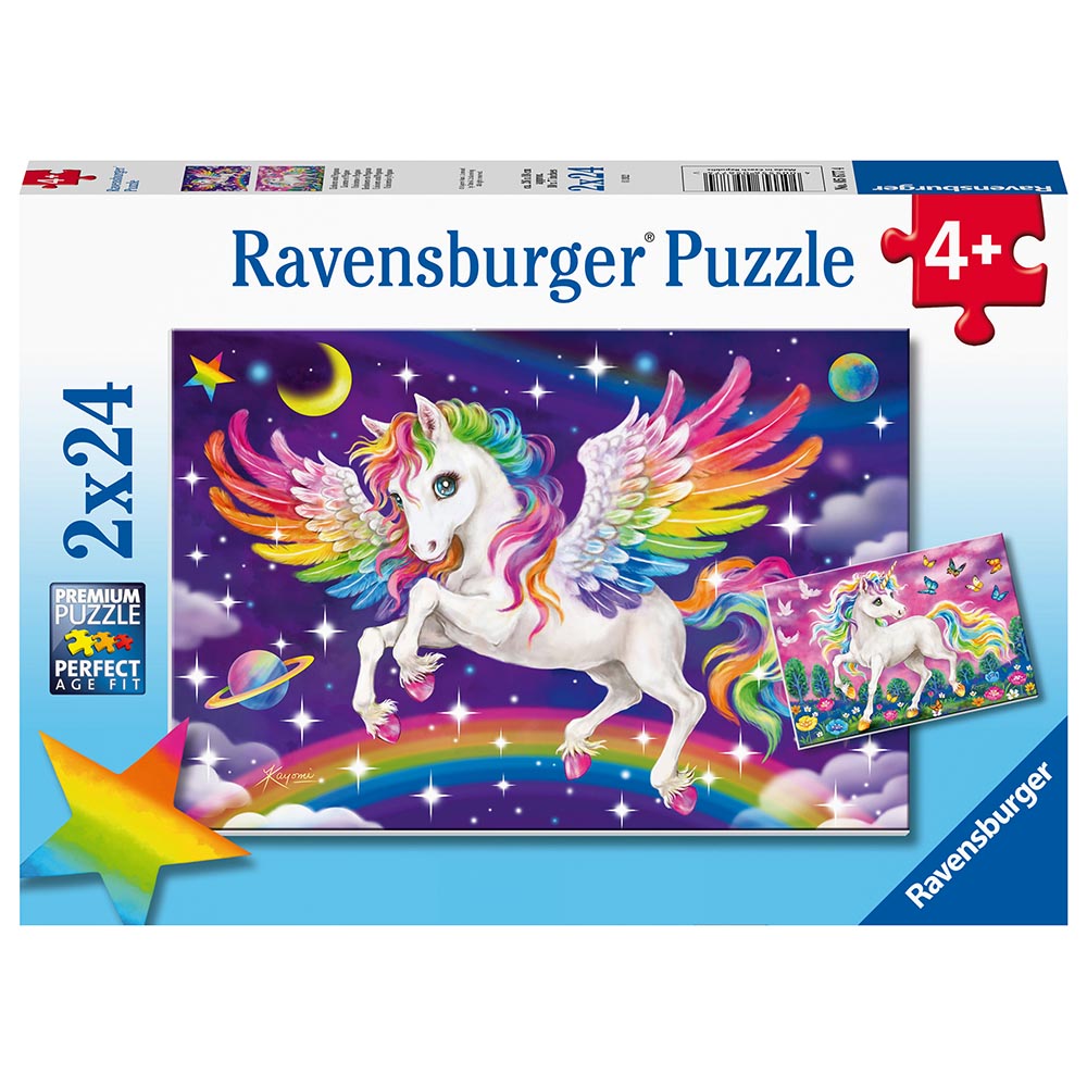 Ravensburger - Enhjørning og Pegasus - Puslespil 2x24 brikker