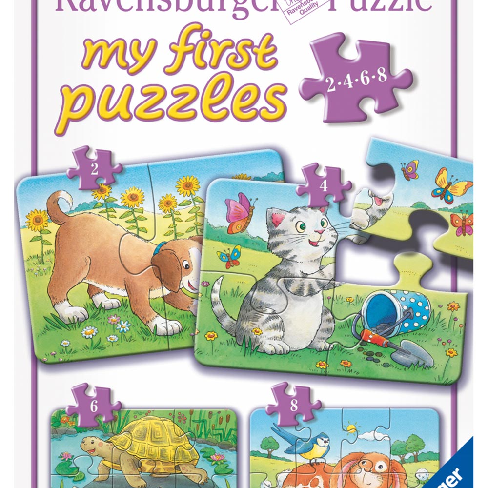 Ravensburger - Husdyr - Puslespil 2, 4, 6, 8 brikker