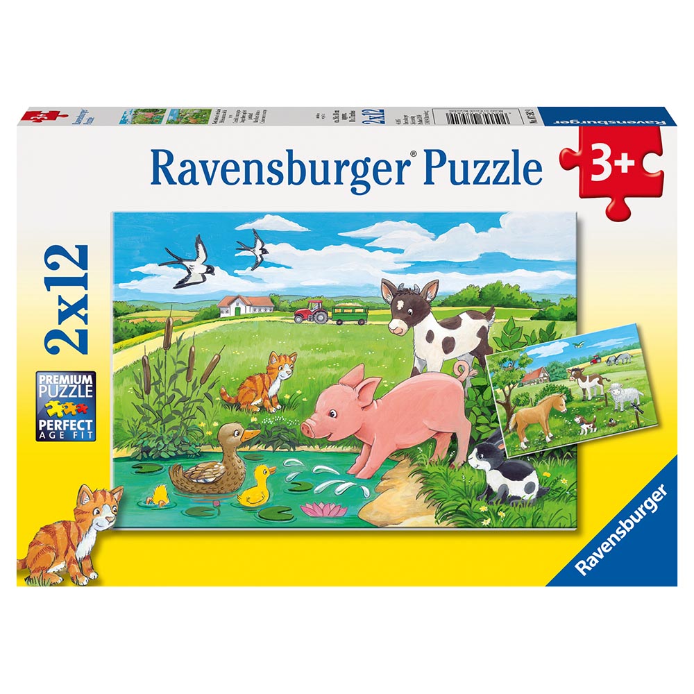 Ravensburger - Bondegårdsdyr- Puslespil 2x12 brikker