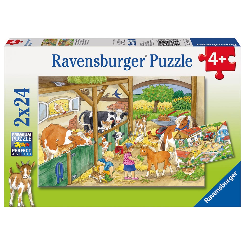 Ravensburger - En dag på bondegården - Puslespil - 2x24 brikker