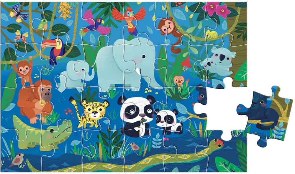 Auzou - Puslespil 24 brk - Søg & find - Jungledyr