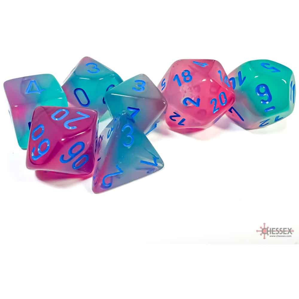 Chessex - Gel Green-Pink/blue Luminary Polyhedral 7-Dice Set
