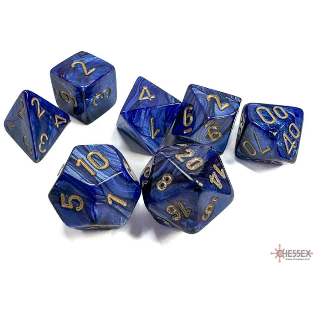 Chessex - Royal Blue/gold Polyhedral 7-Dice Set