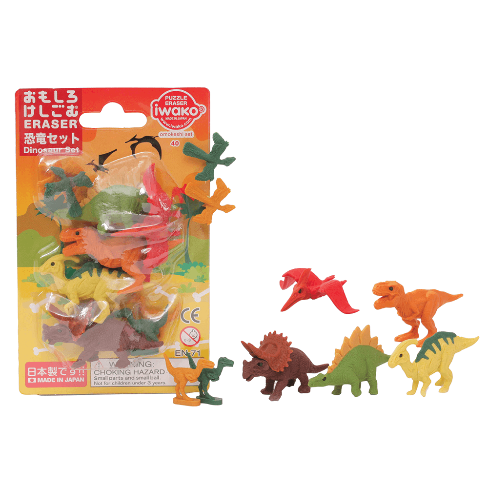 iWako - Viskelæder - Dinosaur - 9stk