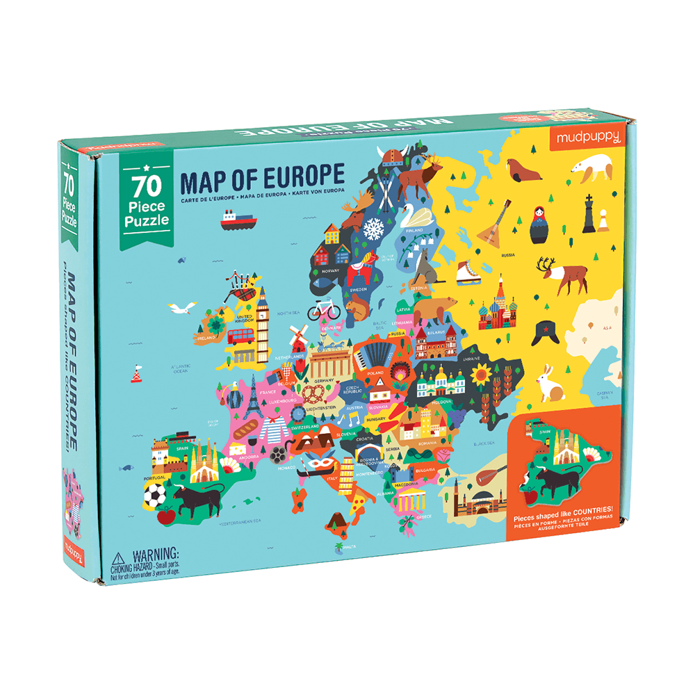 Mudpuppy - Puslespil 70 brikker - Europa