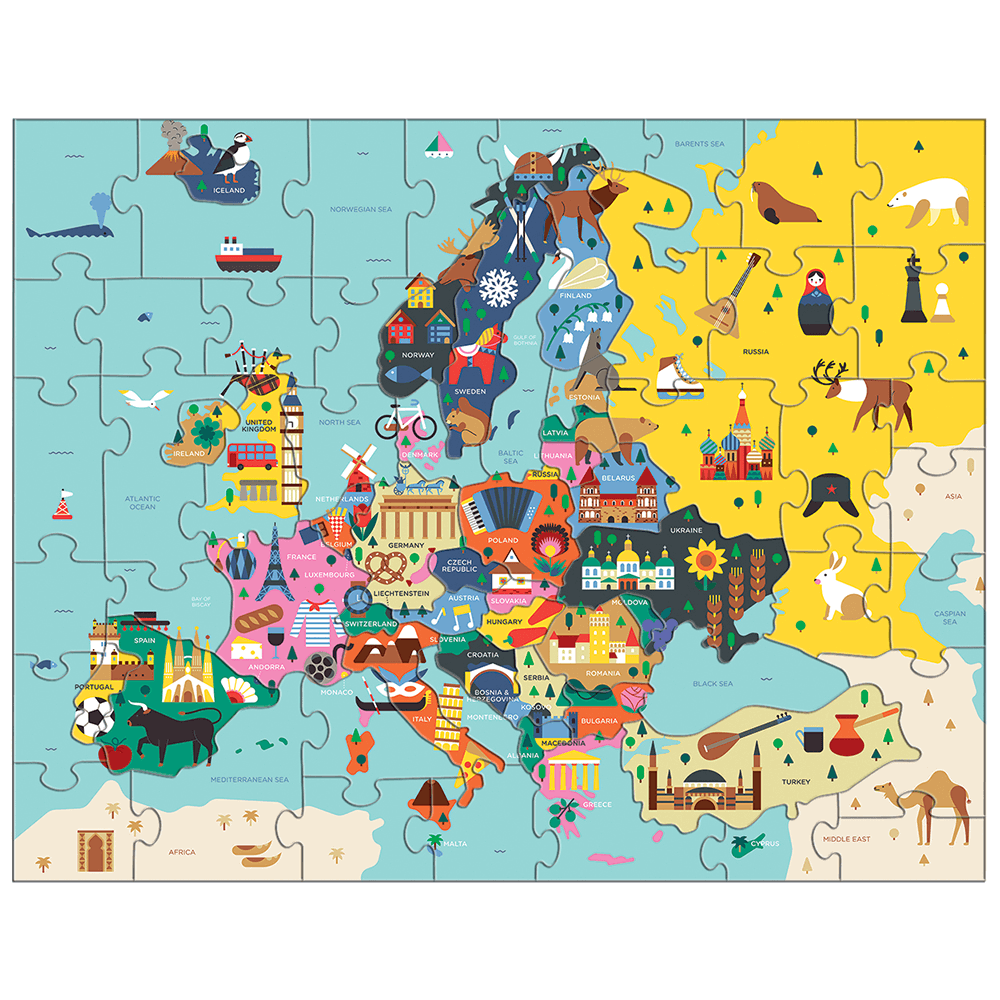 Mudpuppy - Puslespil 70 brikker - Europa