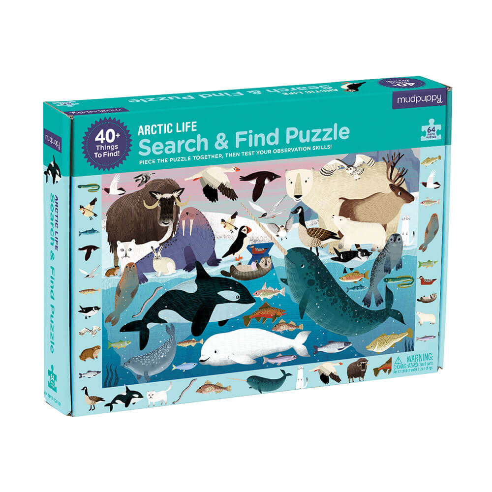 Mudpuppy - Puslespil 64 brikker - Søg og Find - Artisk dyreliv