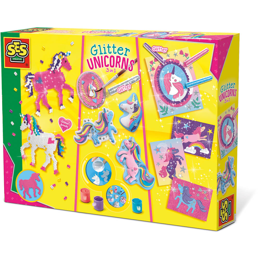 SES Creative - Glitter enhjørninge 3 i 1