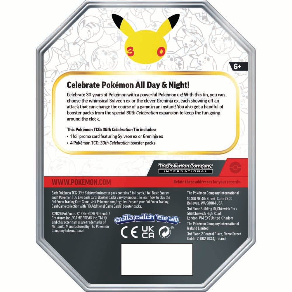 Pokémon TCG – 30th Celebration – Greninja ex Tin - CLICK N COLLECT ONLY