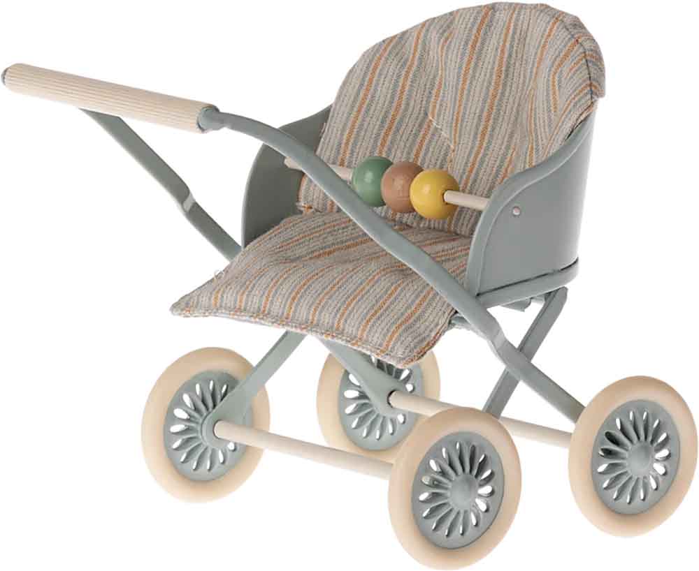 Maileg - Klapvogn, Baby mus - Blå