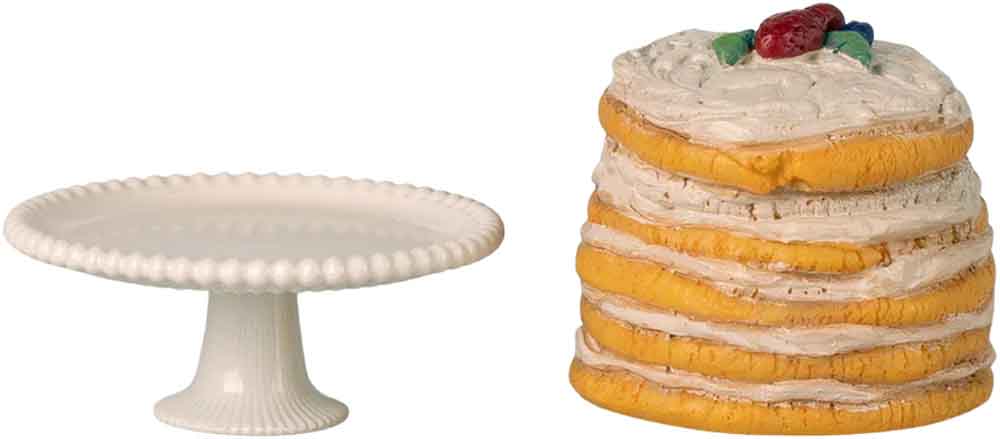 Maileg - Kage og kageopsats, Mus - Råhvid