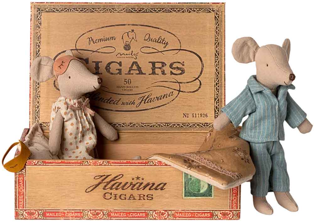 Maileg - Mor og Far mus i cigaræske