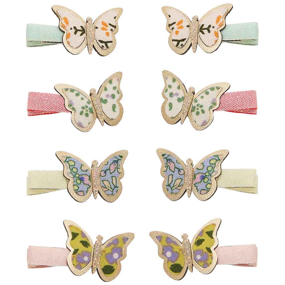 Mimi & Lula - 8 hårclips - Mini Floral Butterfly Spring on the Farm