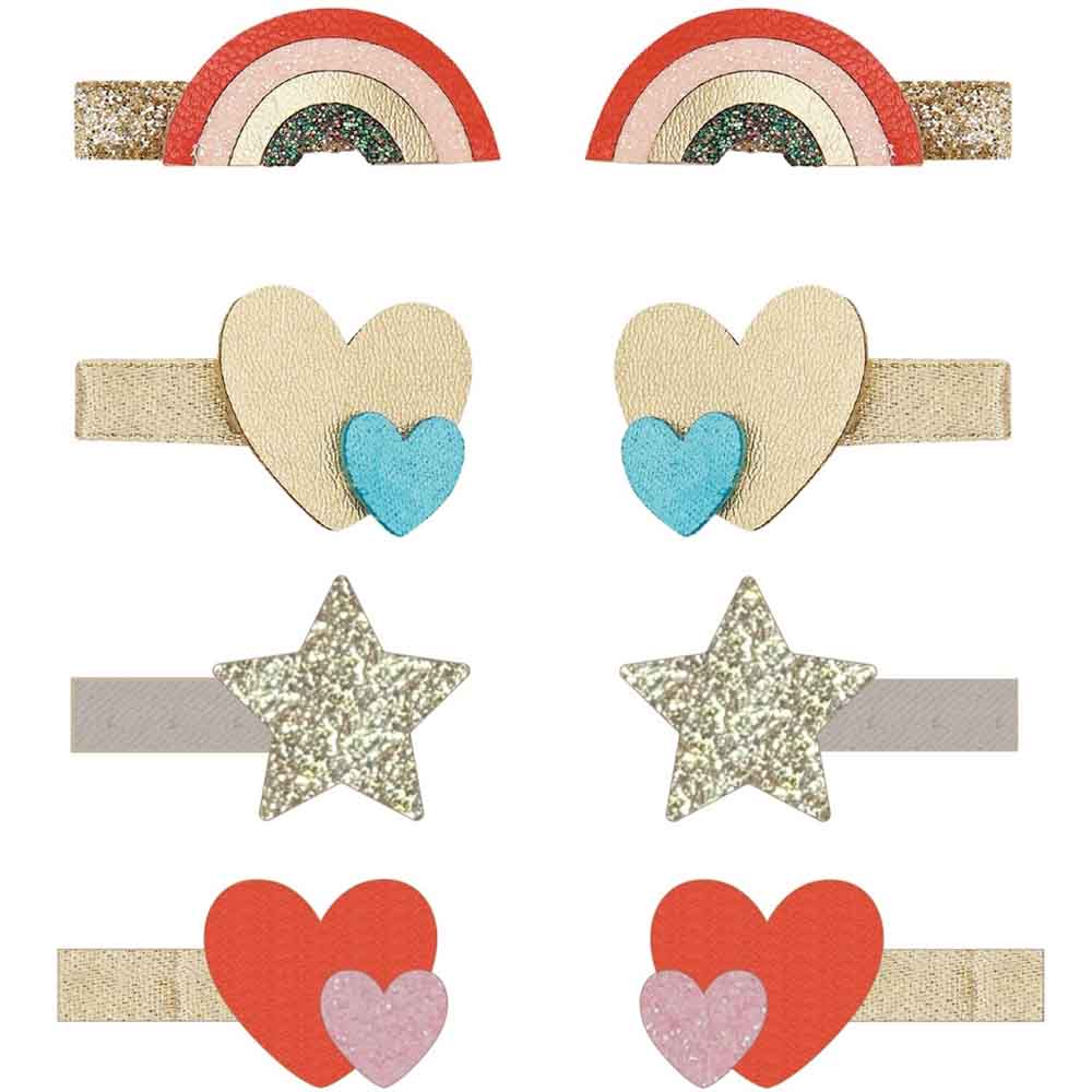 Mimi & Lula - 8 hårclips - Mini Rainbow Heartbeam