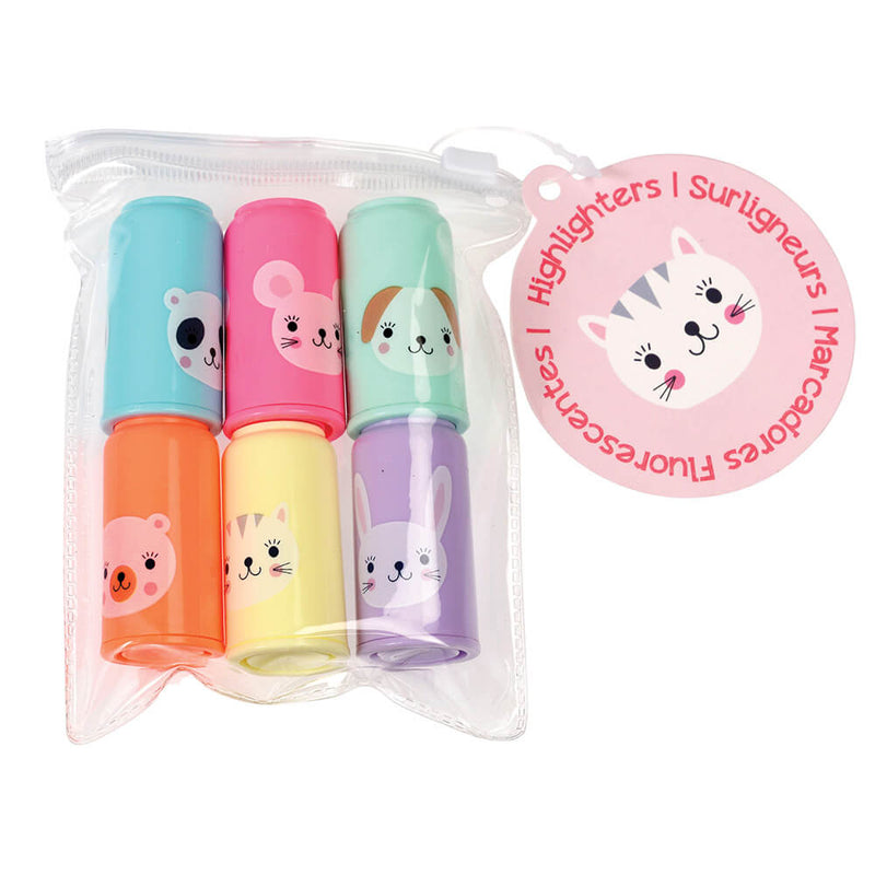 Rex London - Mini animal highlighters - 6stk