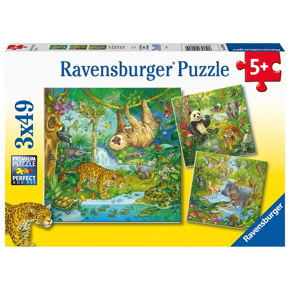 Ravensburger - I Junglen - Puslespil 3x49 brikker