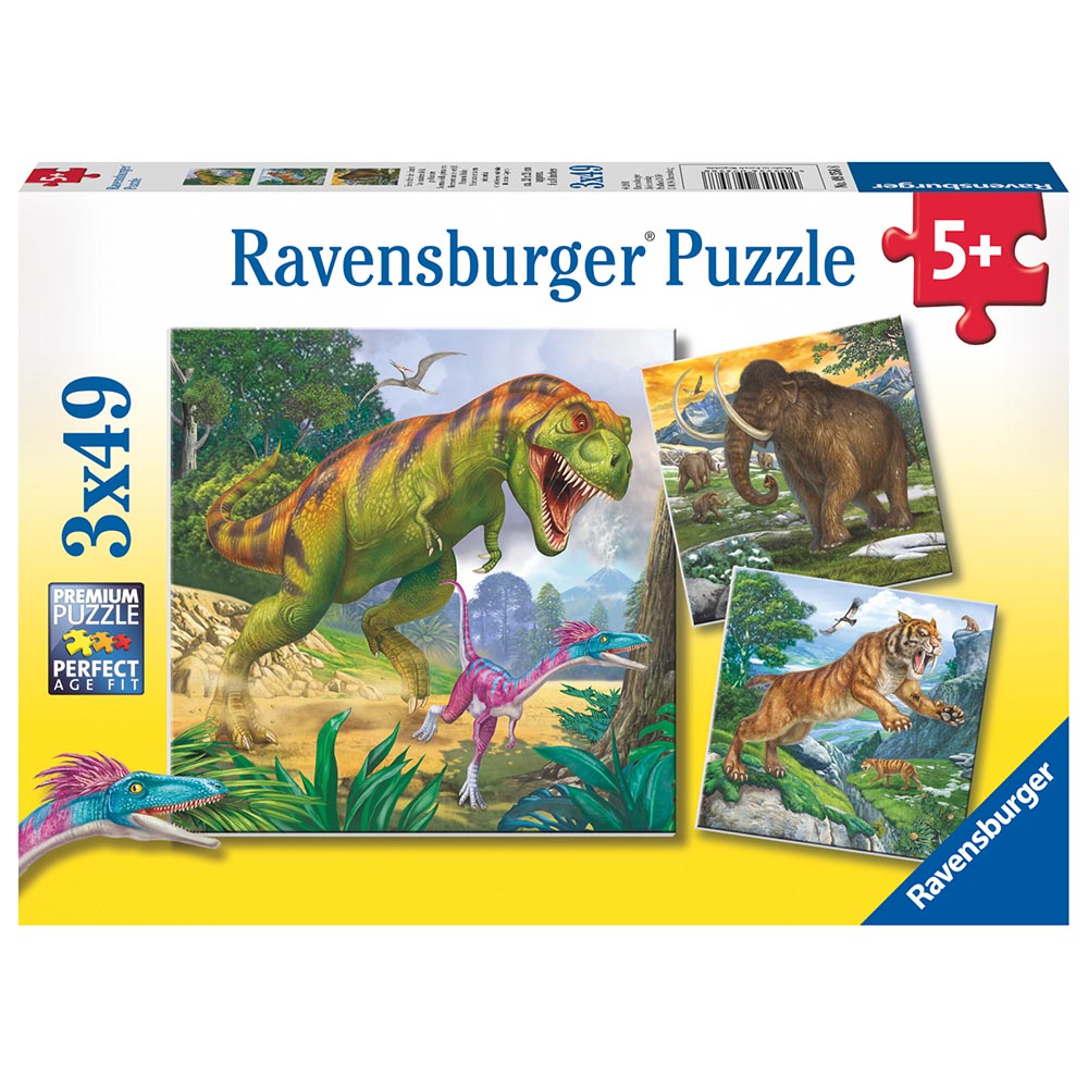 Ravensburger - Fortidsdyr - Puslespil 3x49 brikker