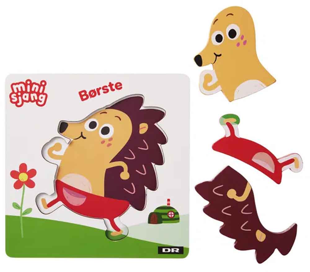 Børste - Træpuslespil, 3 brikker