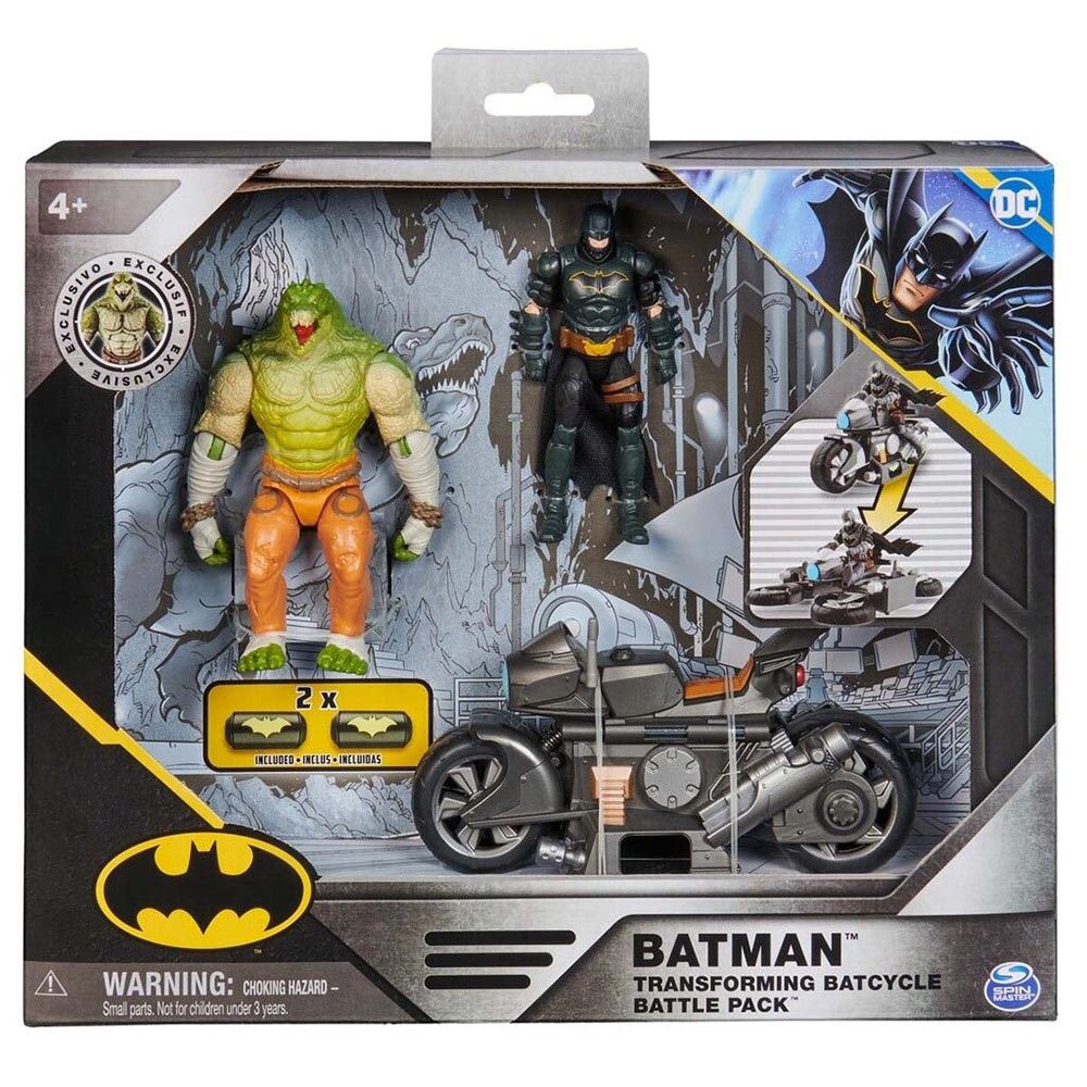 Batman - Batcycle med 10 cm Killer Croc & Batman