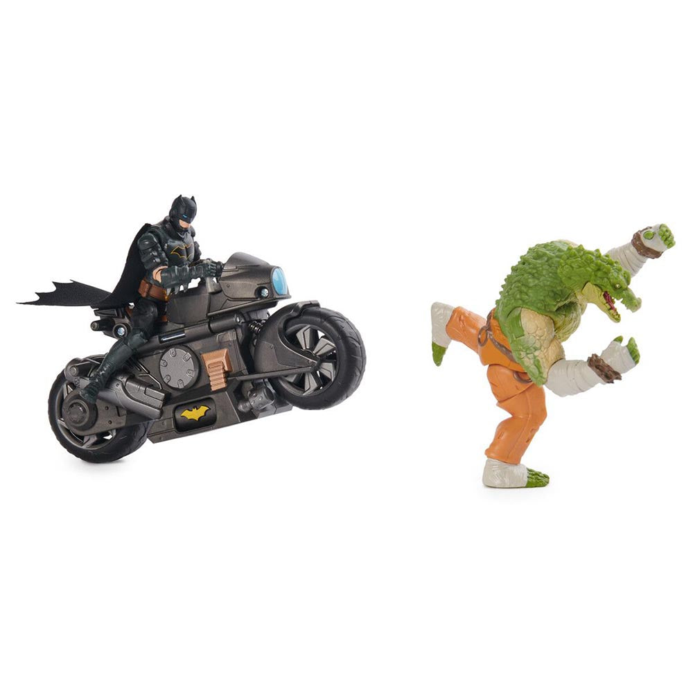 Batman - Batcycle med 10 cm Killer Croc & Batman