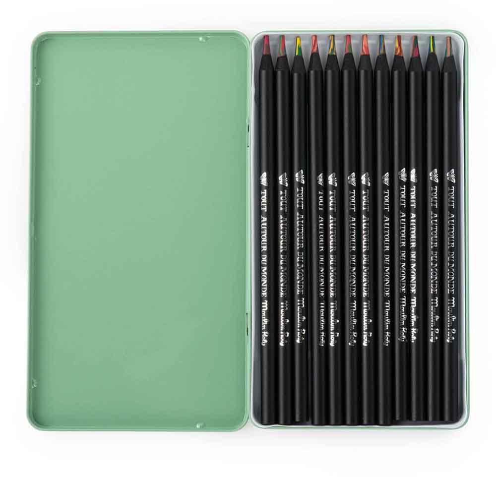 Moulin Roty - Farveblyanter 12 stk - Flerfarvede - Tout autour du monde