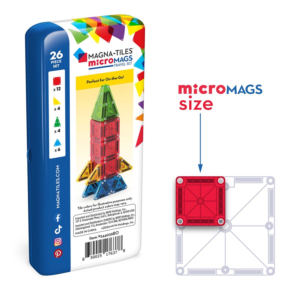 Magna-Tiles - microMAGS rejsesæt 26 dele