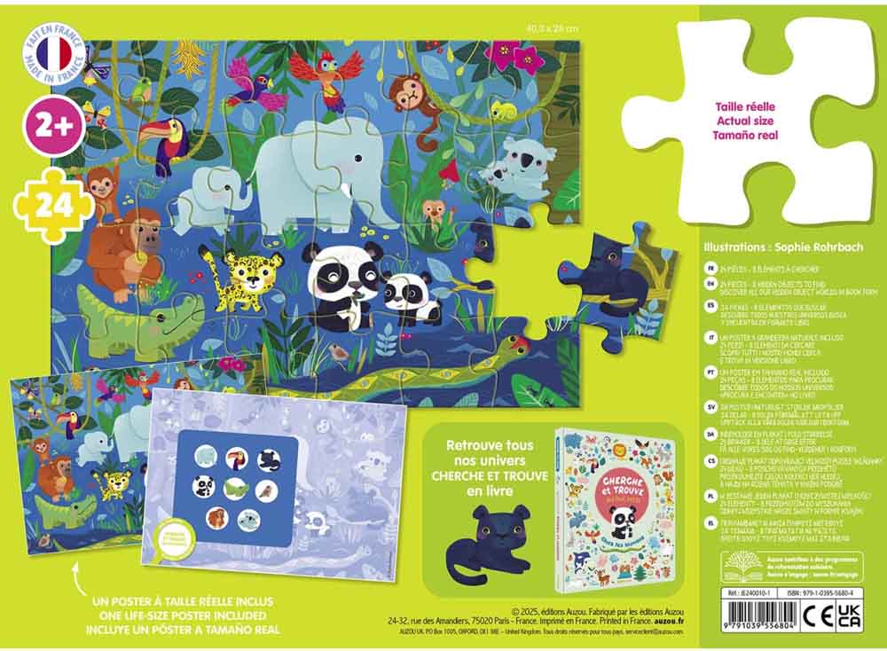 Auzou - Puslespil 24 brk - Søg & find - Jungledyr