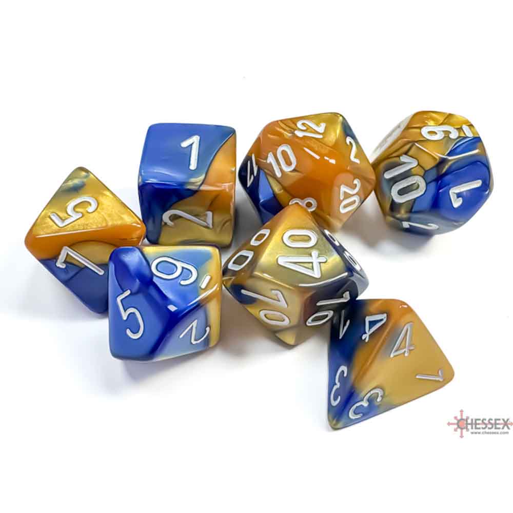 Chessex - Blue-Gold/white Polyhedral 7-Dice Set