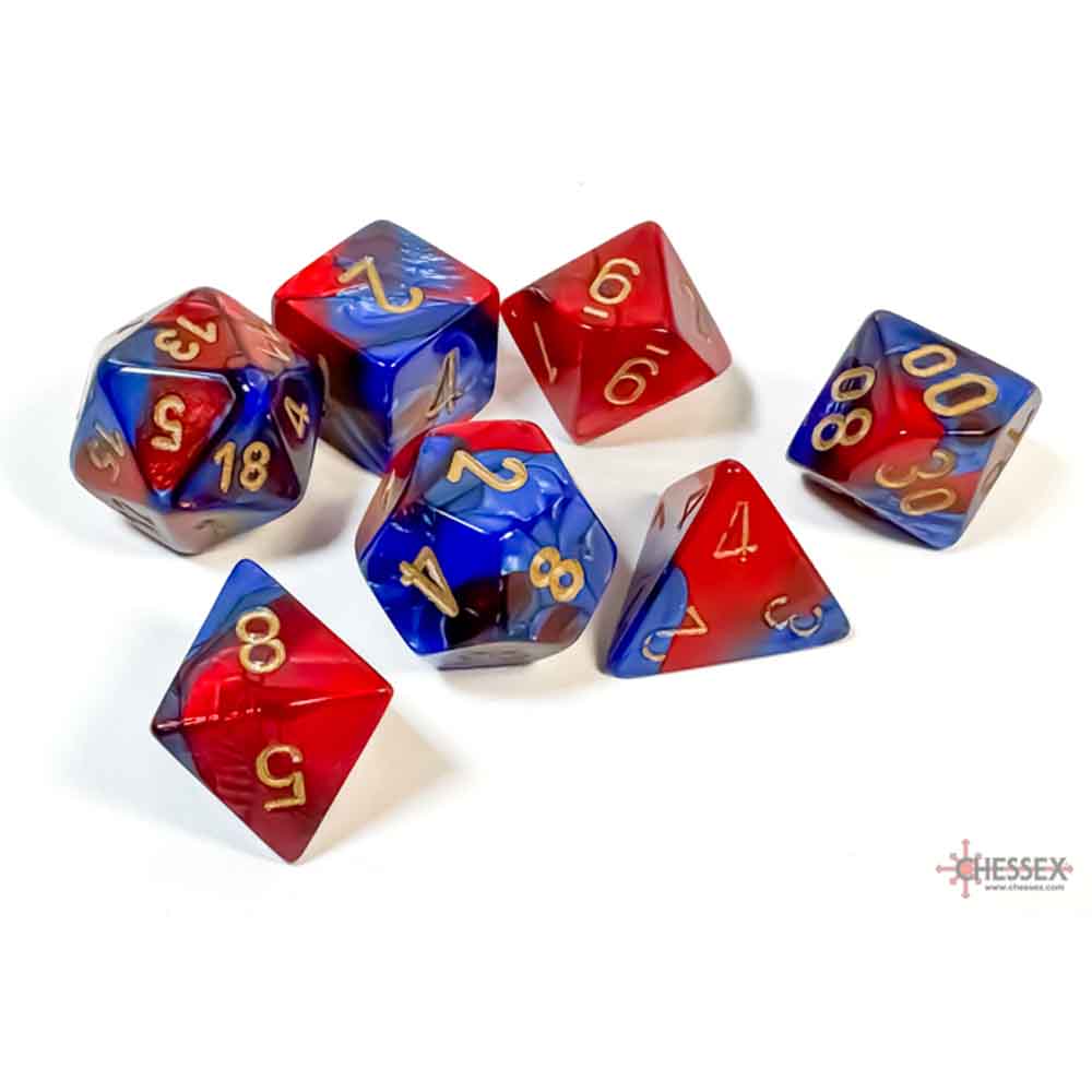 Chessex - Blue-Red/gold Polyhedral 7-Dice Set