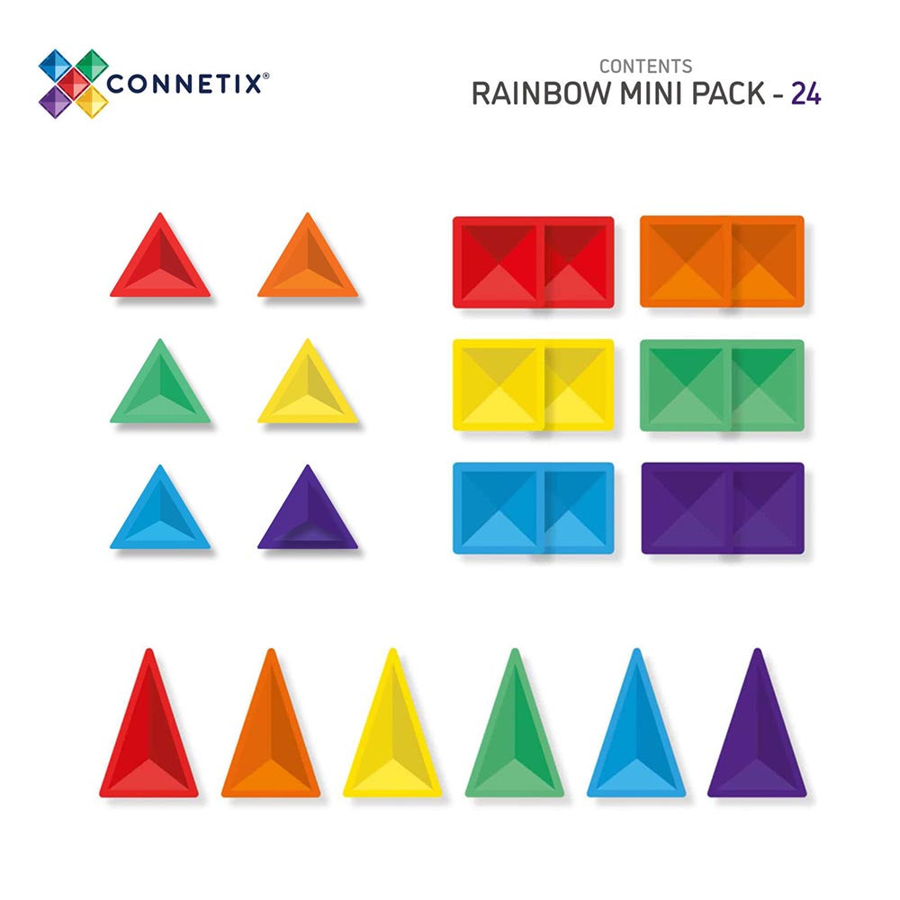 Connetix - Mini Pack - magnetsæt 24 dele - Rainbow