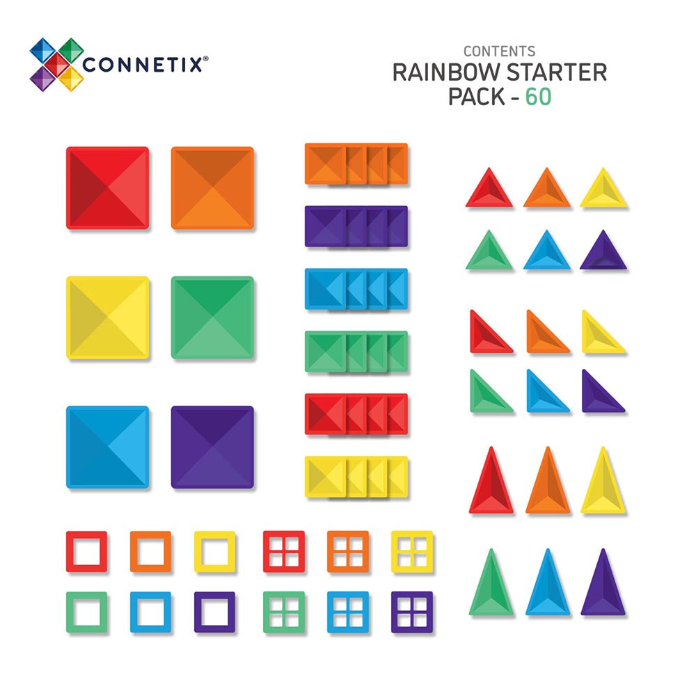 Connetix - Starter Pack - magnetsæt 60 dele - Rainbow