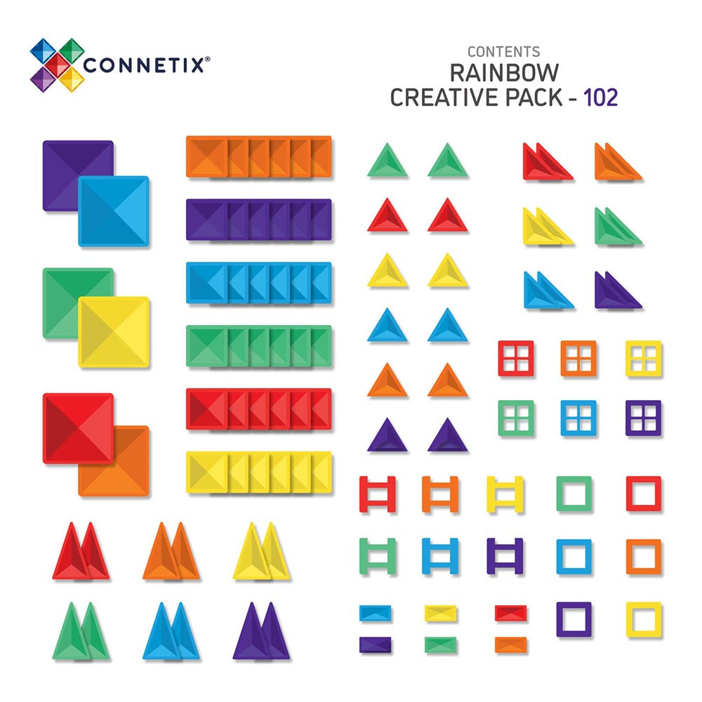 Connetix - Creative Pack - magnetsæt 102 dele - Rainbow