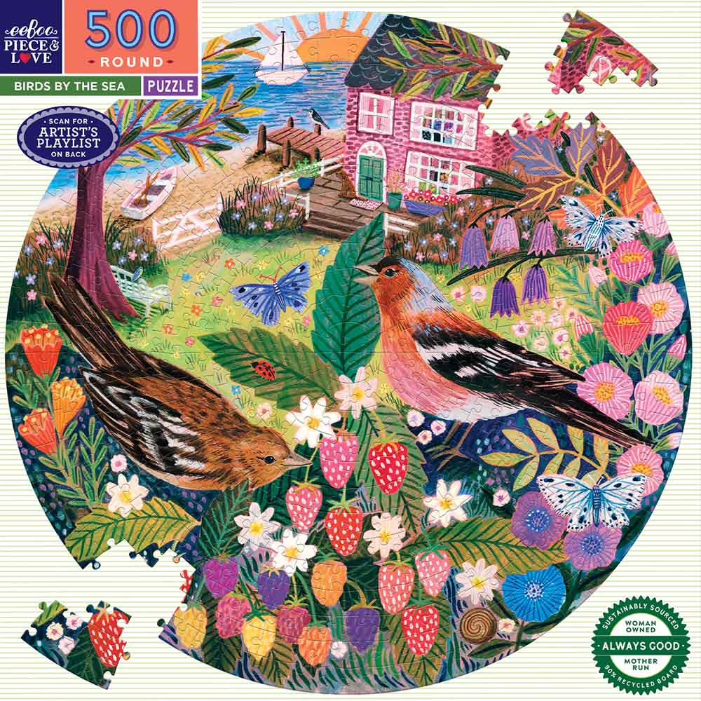 eeBoo - Rundt puslespil 500 brk - Birds by the Sea