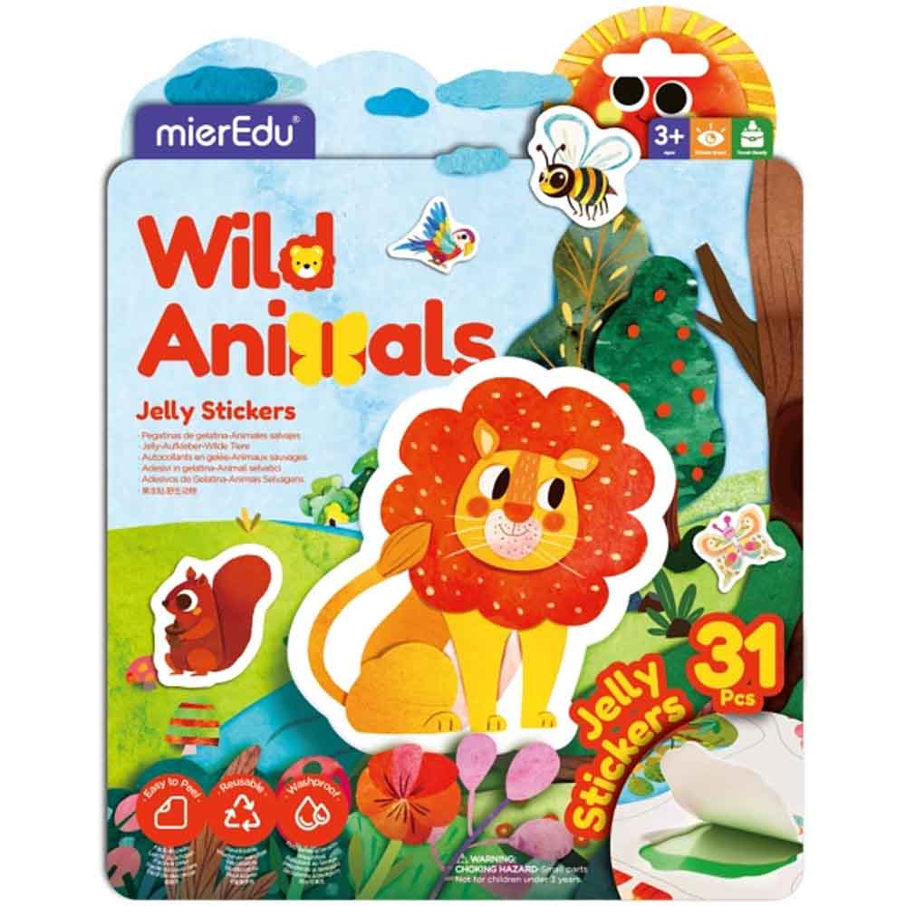 mierEdu - Jelly Stickers 31 stk - Flytbare - Vilde dyr