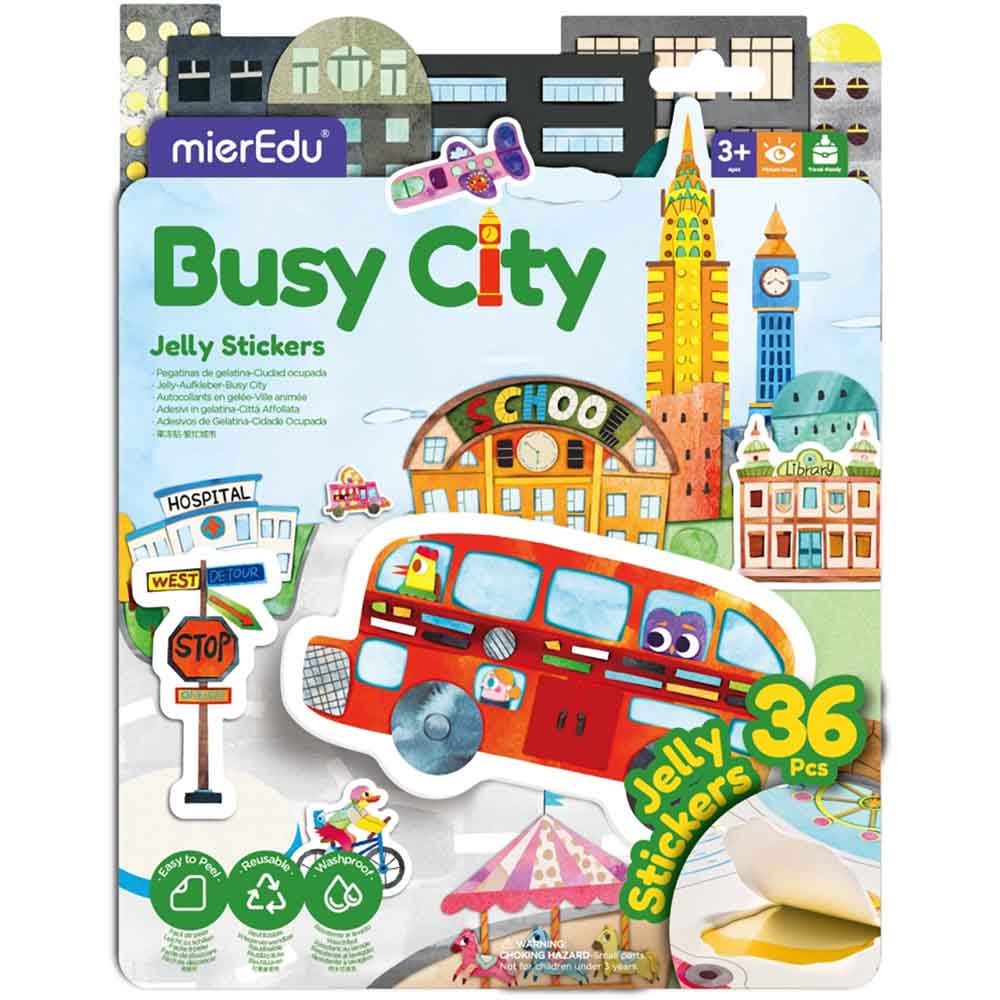 mierEdu - Jelly Stickers 36 stk - Flytbare - Storbyen