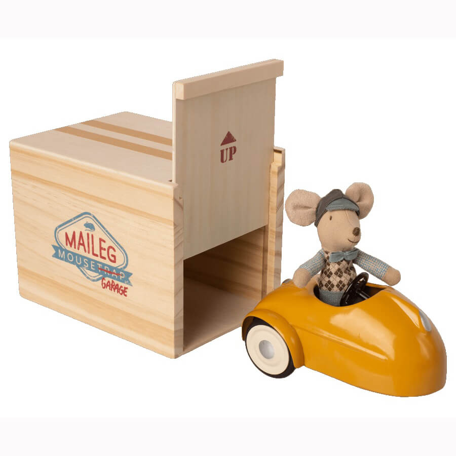 Maileg - Bil til mus med garage - Gul