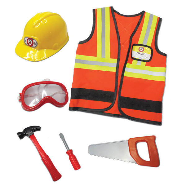 Great Pretenders - Bygningsarbejder - Kostume med vest, hjelm og tilbehør - 5-6år