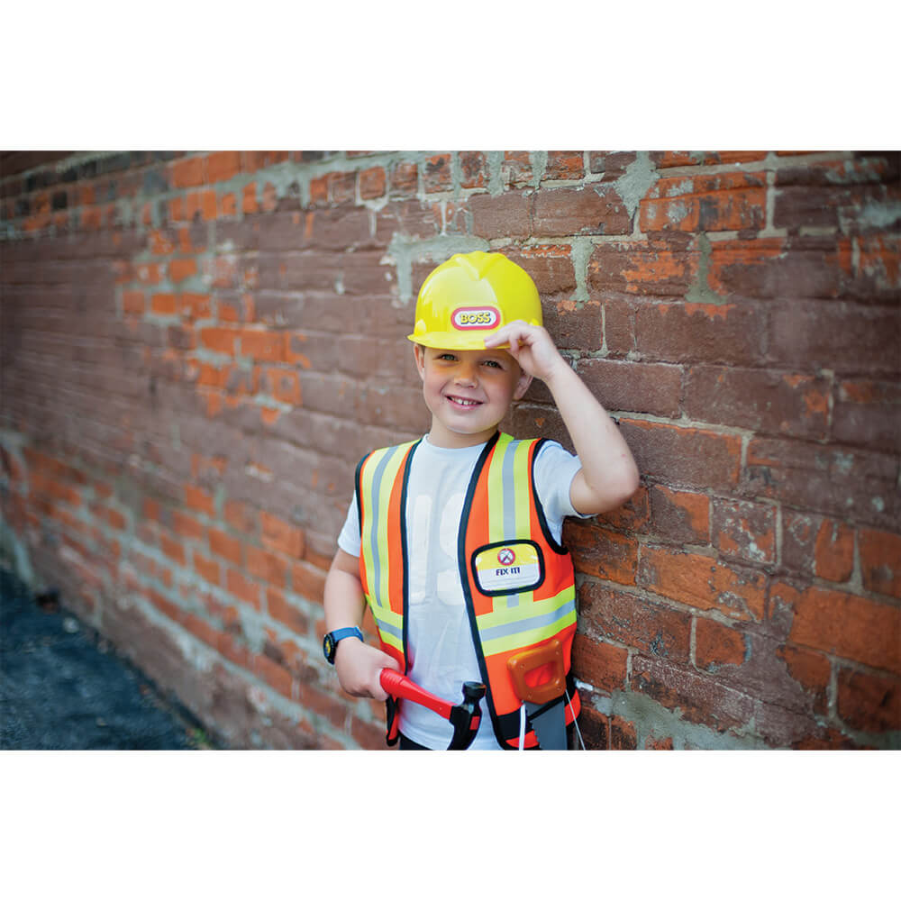 Great Pretenders - Bygningsarbejder - Kostume med vest, hjelm og tilbehør - 5-6år
