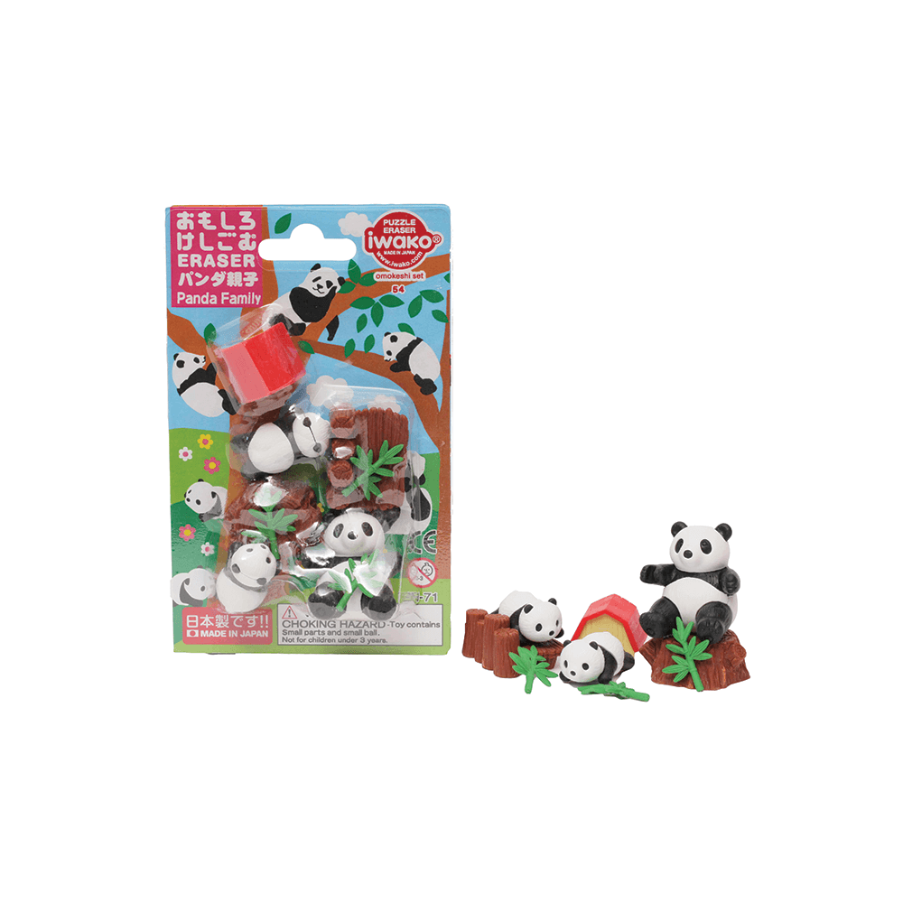 iWako - Viskelæder - Panda Family - 9stk