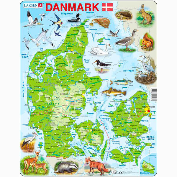Mamamemo - Puslespil - Danmarkskort med 66 brikker