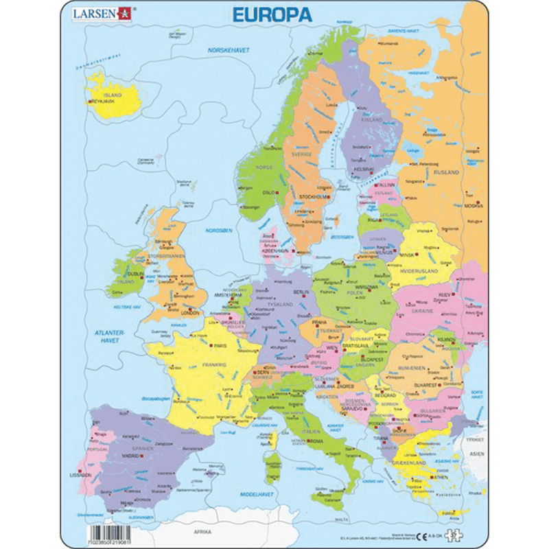 Mamamemo - Puslespil - Europakort med 37 brikker